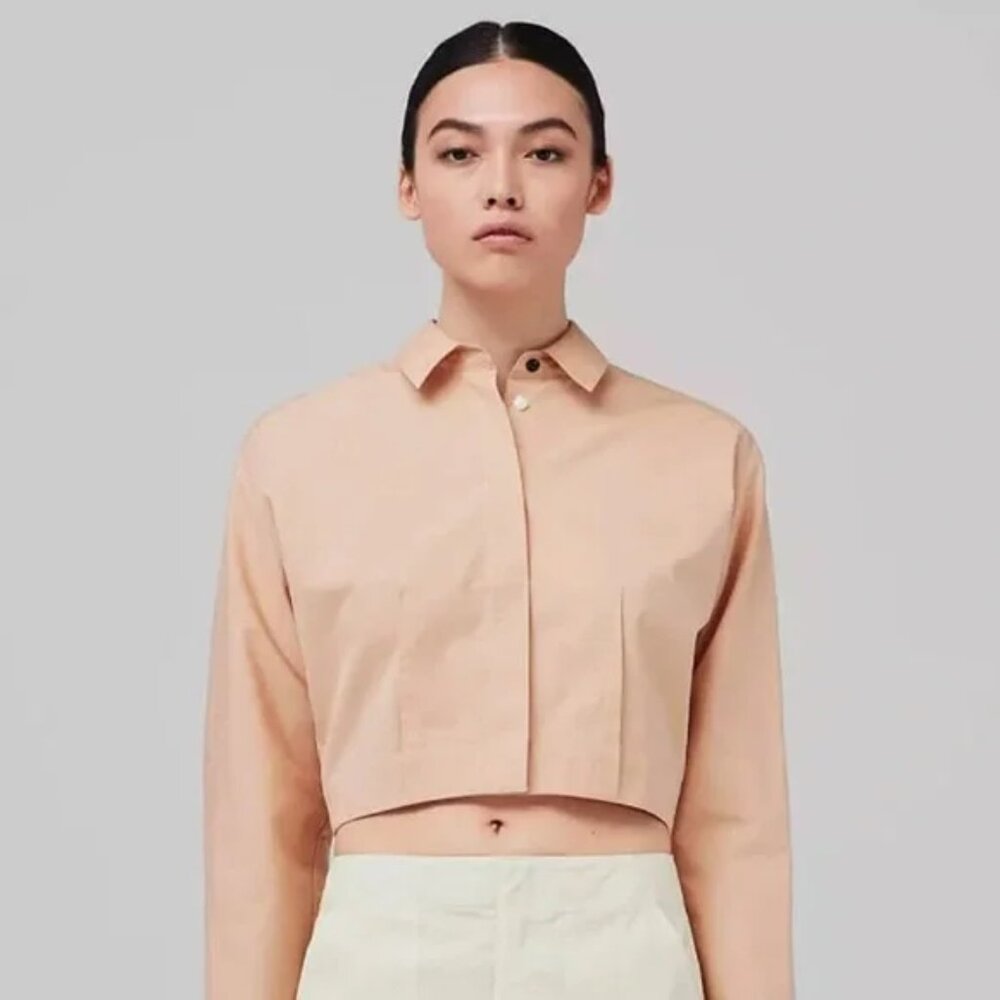 New Rag & Bone Morgan Cropped Button-Front Shirt